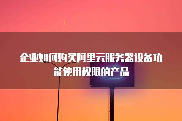 企业如何购买阿里云服务器设备功能使用权限的产品