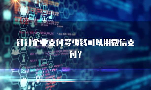 钉钉企业支付多少钱可以用微信支付？
