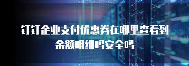 钉钉企业支付优惠券在哪里查看到余额明细吗安全吗