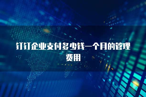 钉钉企业支付多少钱一个月的管理费用