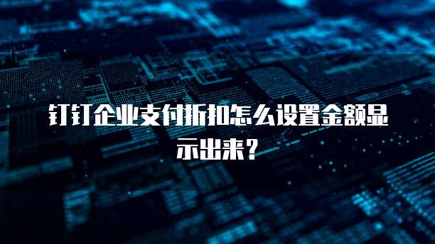 钉钉企业支付折扣怎么设置金额显示出来?