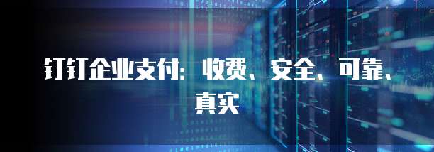 钉钉企业支付:收费、安全、可靠、真实