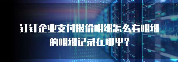 钉钉企业支付报价明细怎么看明细的明细记录在哪里?