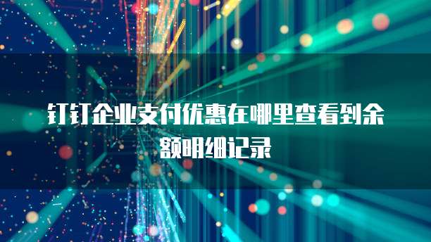钉钉企业支付优惠在哪里查看到余额明细记录