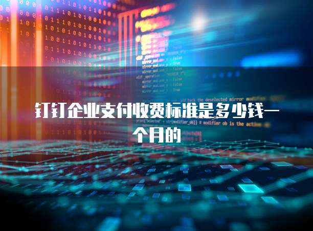 钉钉企业支付收费标准是多少钱一个月的