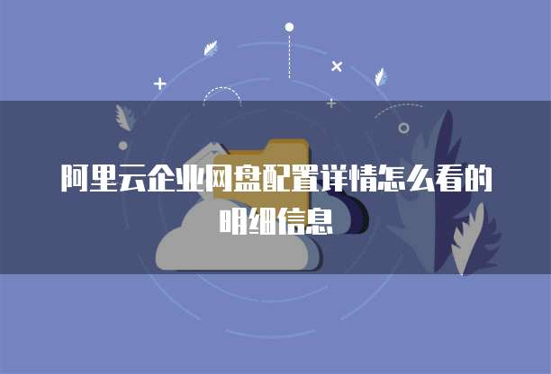阿里云企业网盘配置详情怎么看的明细信息