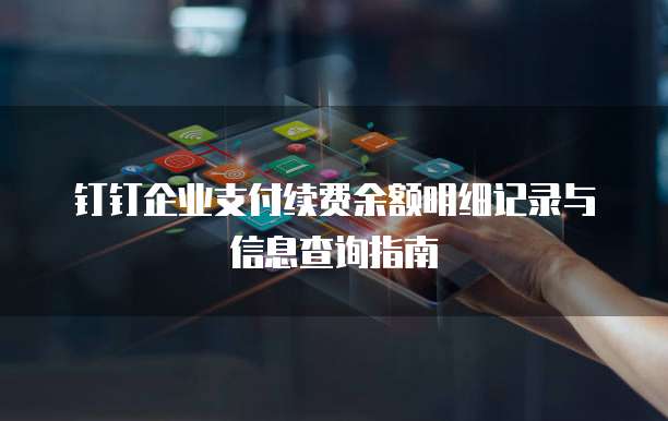 钉钉企业支付续费余额明细记录与信息查询指南