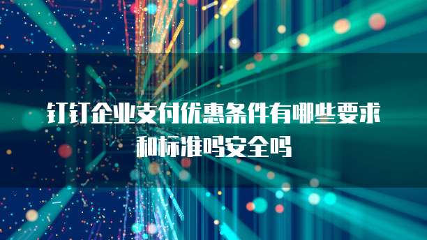 钉钉企业支付优惠条件有哪些要求和标准吗安全吗