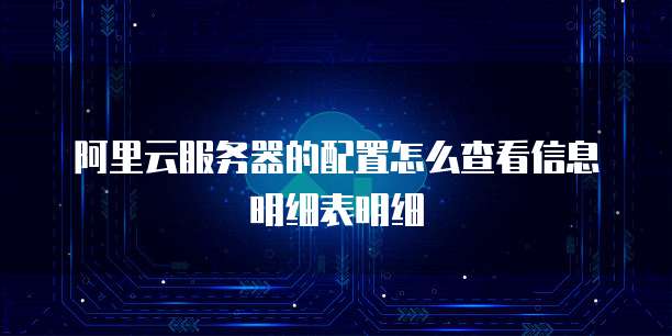 阿里云服务器的配置怎么查看信息明细表明细