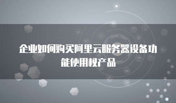 企业如何购买阿里云服务器设备功能使用权产品