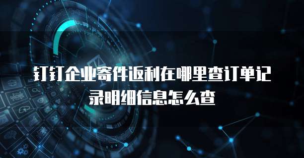 钉钉企业寄件返利在哪里查订单记录明细信息怎么查