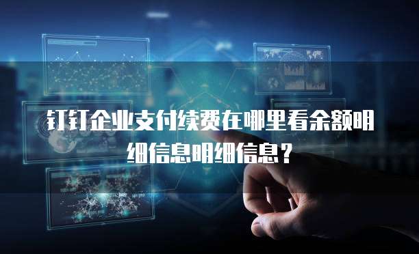 钉钉企业支付续费在哪里看余额明细信息明细信息?