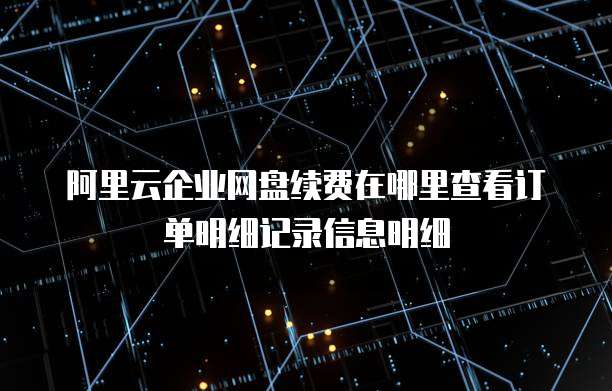 阿里云企业网盘续费在哪里查看订单明细记录信息明细