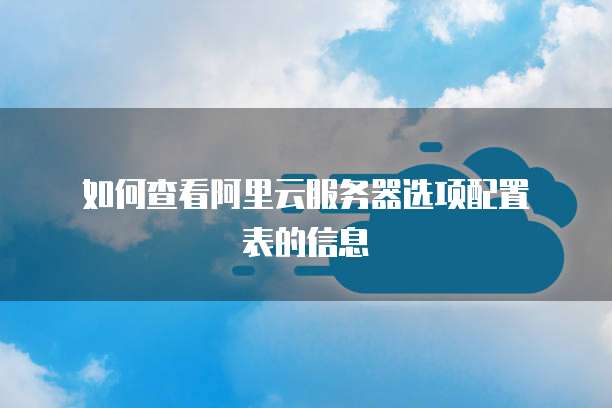 如何查看阿里云服务器选项配置表的信息