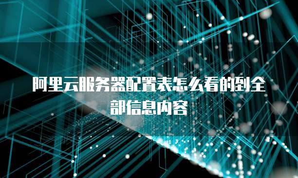 阿里云服务器配置表怎么看的到全部信息内容