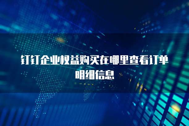 钉钉企业权益购买在哪里查看订单明细信息