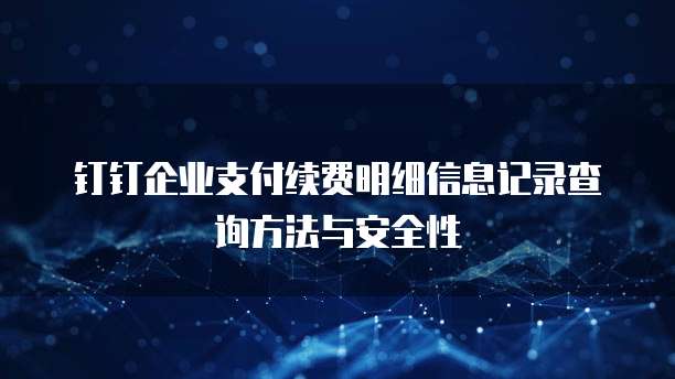 钉钉企业支付续费明细信息记录查询方法与安全性