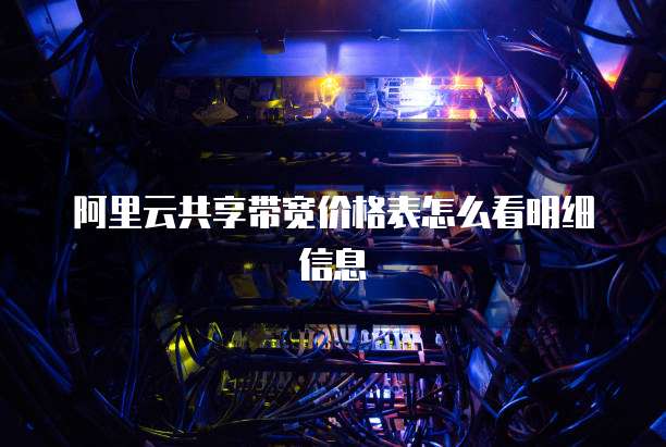 阿里云共享带宽价格表怎么看明细信息