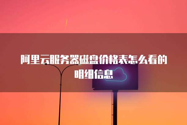 阿里云服务器磁盘价格表怎么看的明细信息
