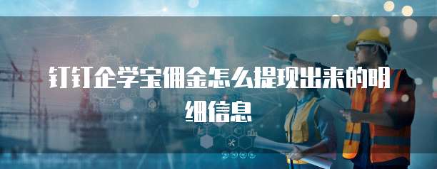 钉钉企学宝佣金怎么提现出来的明细信息