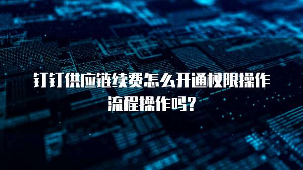 钉钉供应链续费怎么开通权限操作流程操作吗?