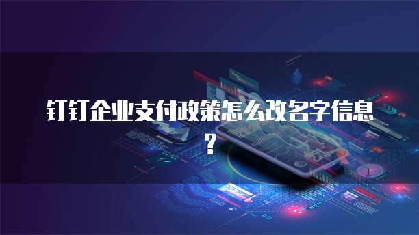 钉钉企业支付政策怎么改名字信息?