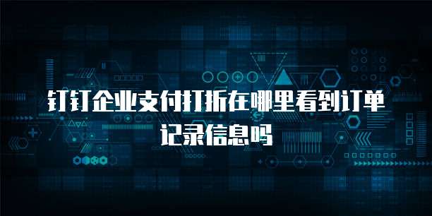 钉钉企业支付打折在哪里看到订单记录信息吗