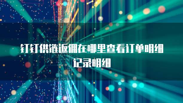 钉钉供链返佣在哪里查看订单明细记录明细