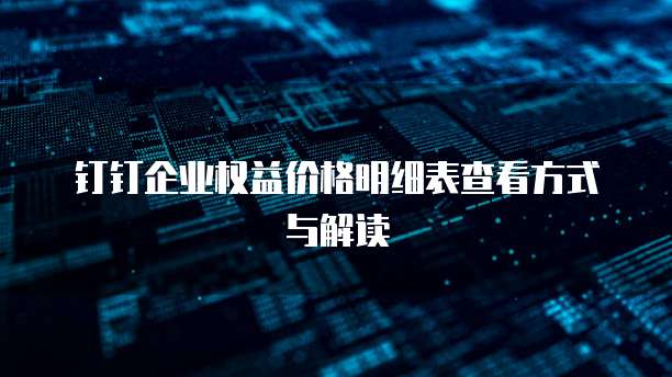 钉钉企业权益价格明细表查看方式与解读