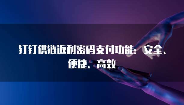 钉钉供链返利密码支付功能:安全、便捷、高效
