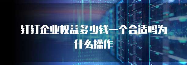 钉钉企业权益多少钱一个合适吗为什么操作