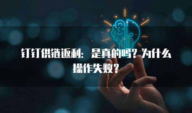 钉钉供链返利:是真的吗?为什么操作失败?