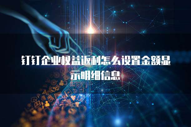钉钉企业权益返利怎么设置金额显示明细信息