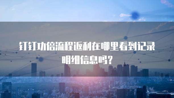 钉钉功倍流程返利在哪里看到记录明细信息吗?