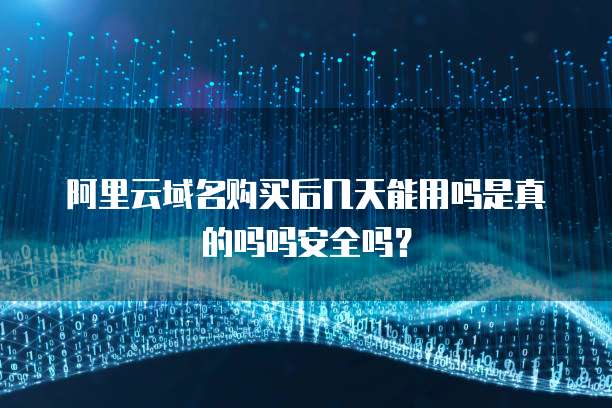 阿里云域名购买后几天能用吗是真的吗吗安全吗?