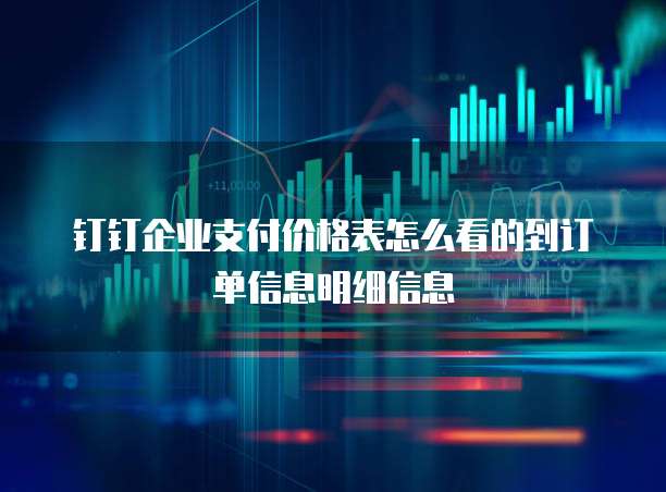 钉钉企业支付价格表怎么看的到订单信息明细信息