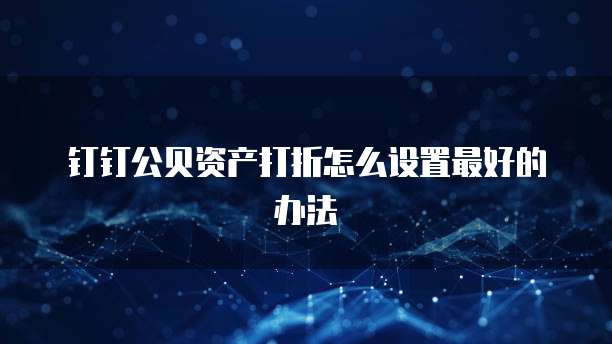 钉钉公贝资产打折怎么设置最好的办法