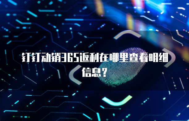 钉钉动销365返利在哪里查看明细信息?