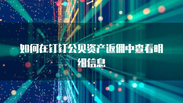 如何在钉钉公贝资产返佣中查看明细信息