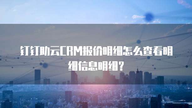 钉钉助云CRM报价明细怎么查看明细信息明细?