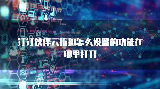 钉钉伙伴云折扣怎么设置的功能在哪里打开