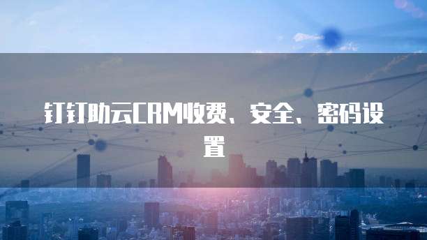 钉钉助云CRM收费、安全、密码设置