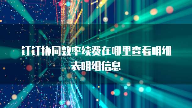 钉钉协同效率续费在哪里查看明细表明细信息