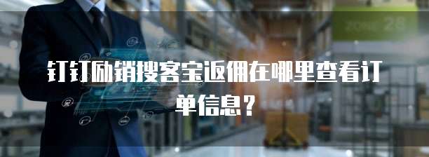 钉钉励销搜客宝返佣在哪里查看订单信息?