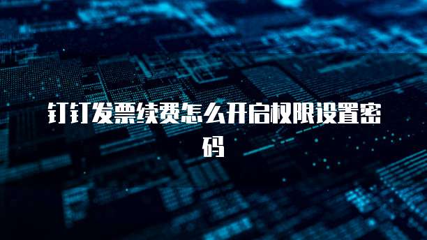 钉钉发票续费怎么开启权限设置密码