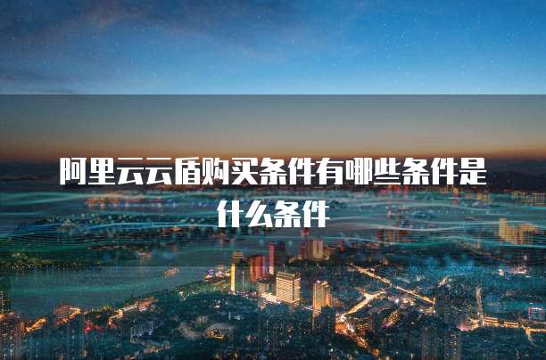 阿里云云盾购买条件有哪些条件是什么条件