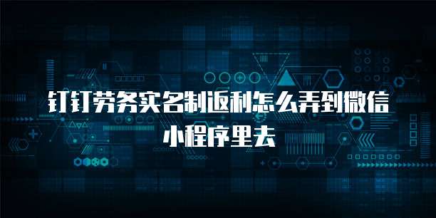 钉钉劳务实名制返利怎么弄到微信小程序里去