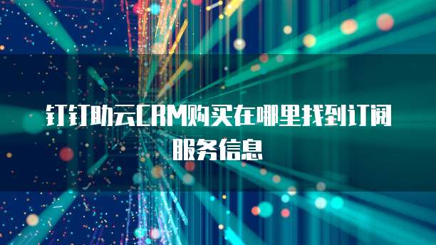 钉钉助云CRM购买在哪里找到订阅服务信息
