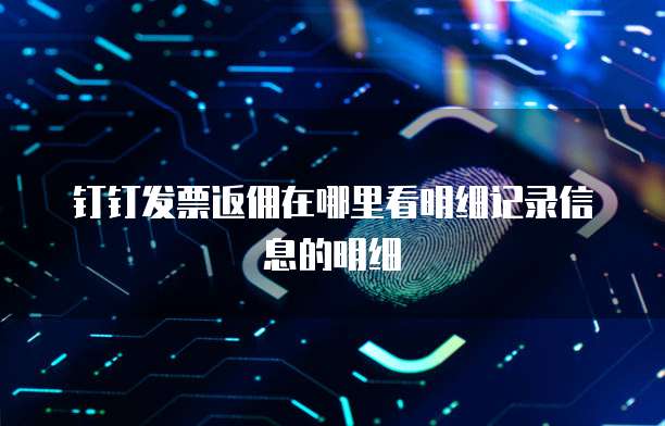 钉钉发票返佣在哪里看明细记录信息的明细