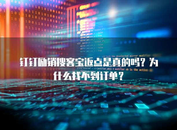 钉钉励销搜客宝返点是真的吗?为什么找不到订单?